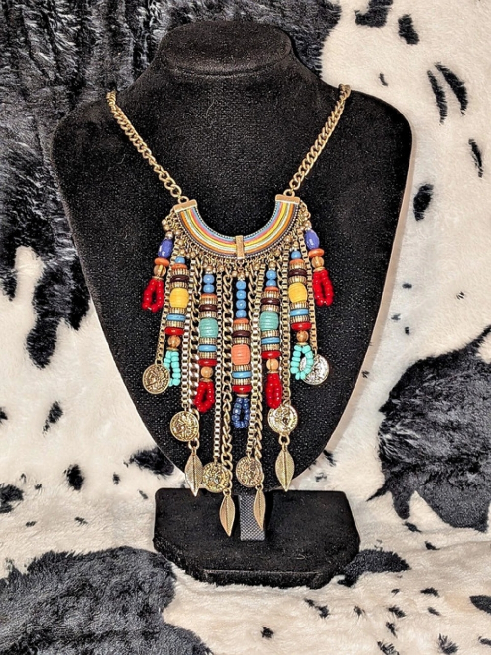 Multicolor Festival Statement Pendant Necklace Like New